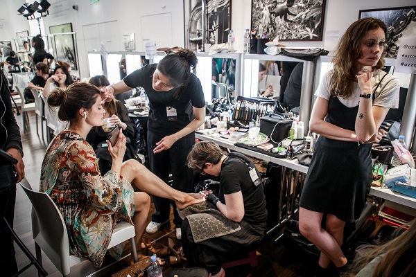 Fashion show backstage beauty