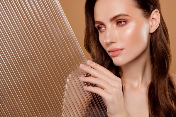Woman with glass skin complexion